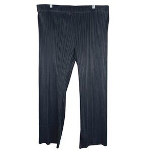 Ming Wang Pleated Pull On Pants‎ Womens XL Black Polyester Solid PT-2614